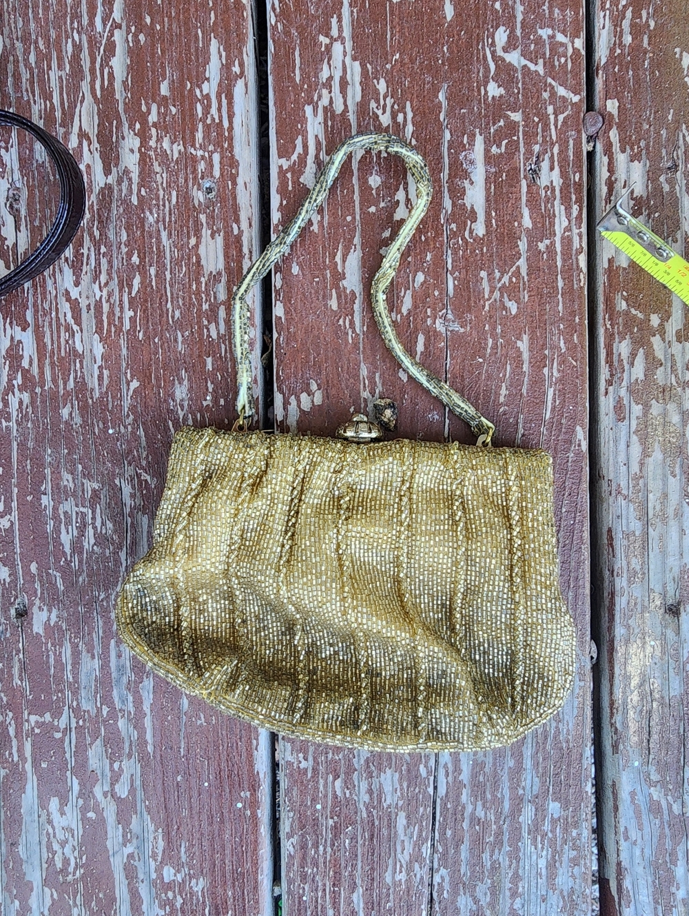 Gold Beaded Evening Handbag - Elegant Women's Bag
